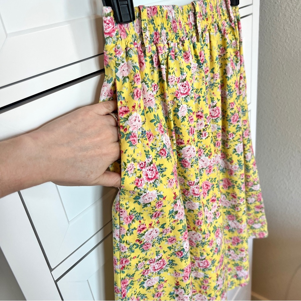 FRNCH Floral Skirt Women’s XS Yellow Button Front Pockets Cotton Cottagecore - Picture 4 of 11